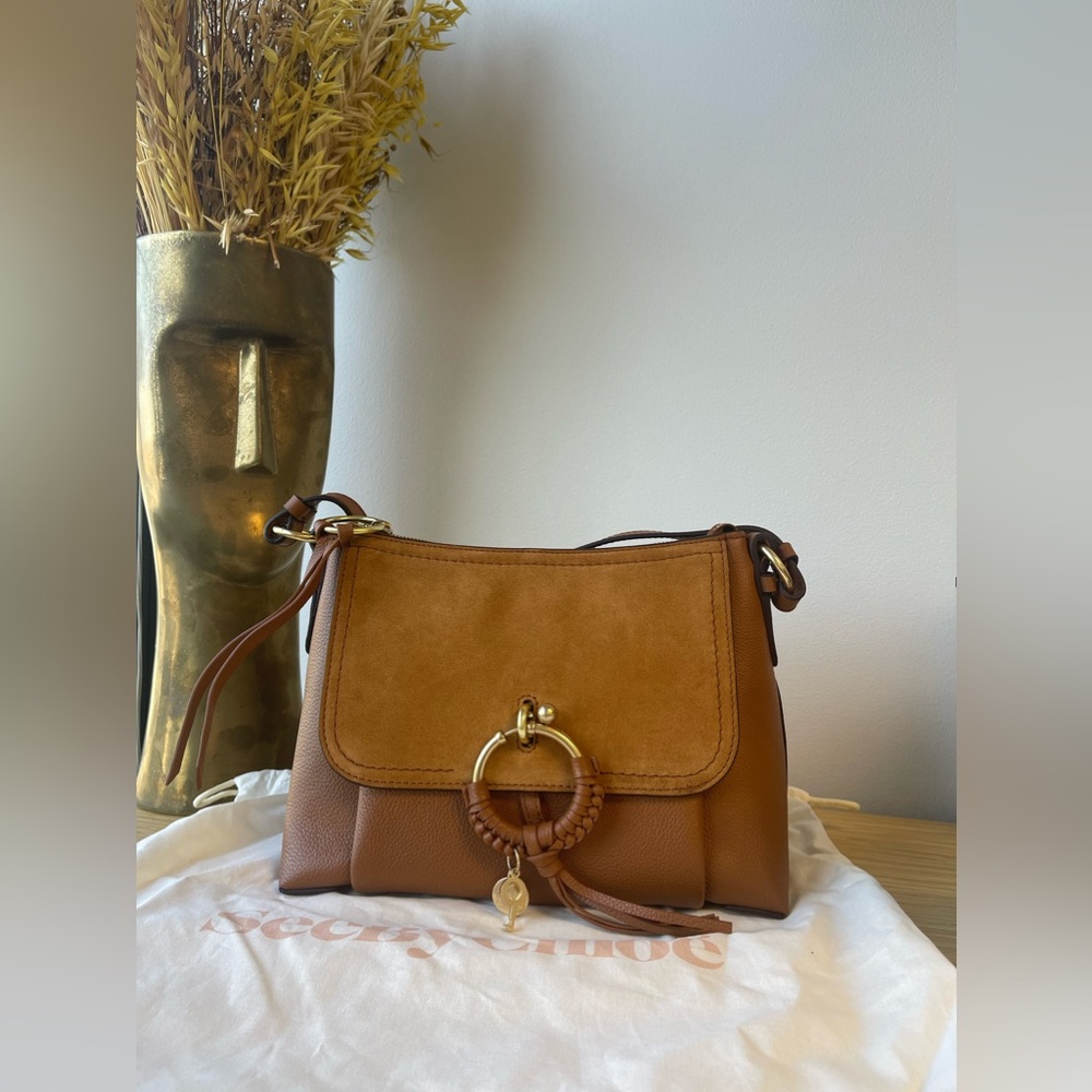 See By Chloe Tan Leather Joan Small Crossbody with Braided Ring - Picture 8 of 17